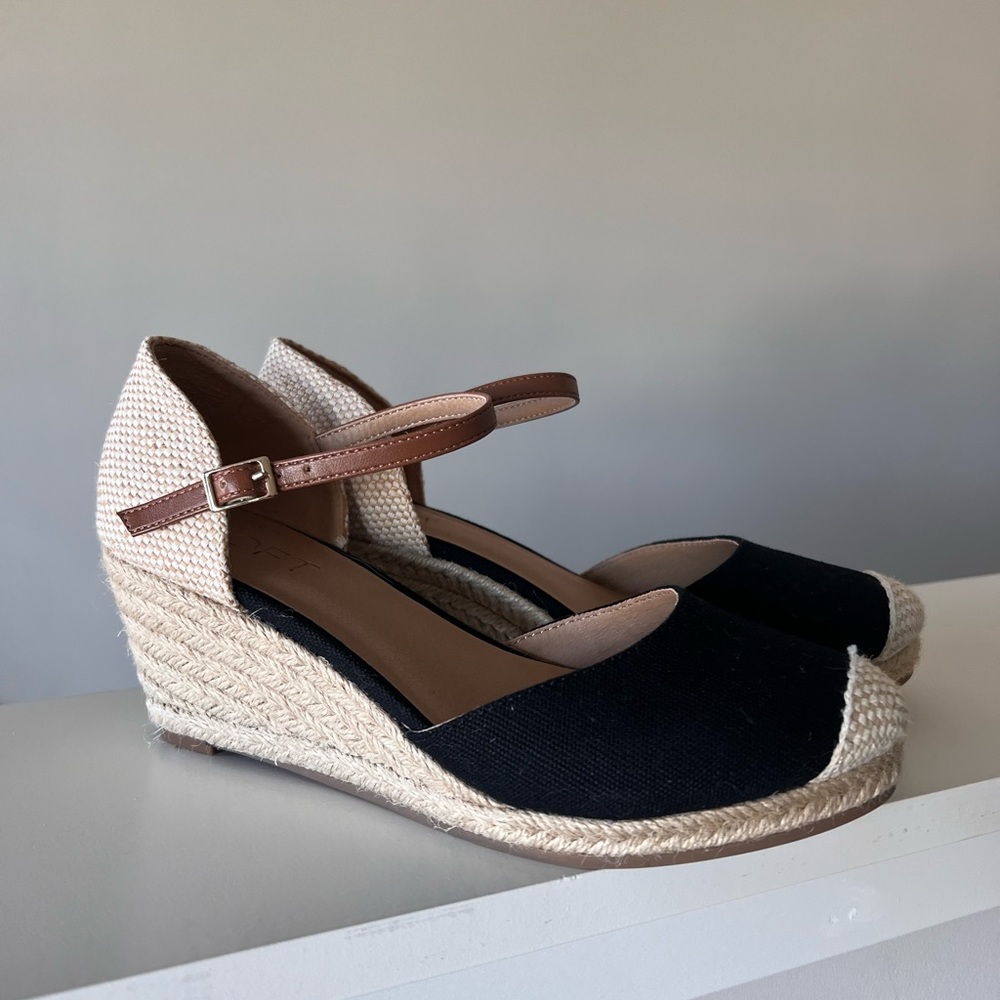 LOFT espadrille wedges. Black. Size 6. Worn once.